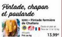 Pintade, chapon  et poularde  92093 Pintade fermière de Challans  49  Prix  இலiviptள்ள லட்  41840  13,99€ 