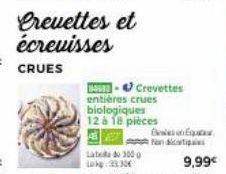 Crevettes et écrevisses  8953-✔ Crevettes  entières crues  biologiques 12 à 18 pièces  B  han dicartipals 