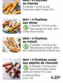 89437.4 Ficelines aux olives  Arachara 7à8m  85439.4 Ficelines  au müesli  La  Log 19  Pains spica xoves: 50% dovlet ve  Asta 7 à 8  Pas splicin  att sits atb  894474 Ficelines cacao aux pépites de ch