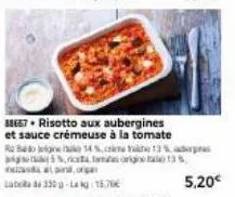 88657 risotto aux aubergines et sauce crémeuse à la tomate r14%, crime dhe 13% ata lima origins al 13%  nasa at pina, org  lab 16 330 g- 15,70€  5,20€ 