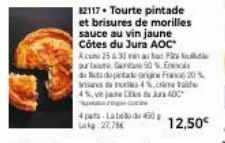 82117 Tourte pintade et brisures de morilles sauce au vin jaune Côtes du Jura AOC Acum 25 30 au purtau 50%  4 pas-Late 460 Lokg:27,76€  dipertade origine Fra 20%  wires to mora 4%, 4%, vitjans Jura AD