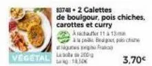 vegetal  83748-2 galettes  de boulgour, pois chiches. carottes et curry  astar1115m apela bego, pas gunes en franc last 200g 150€  3,70€  