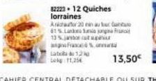 82223. 12 Quiches lorraines Anchor 20 en auto 61% Lanka jo 13.jp  Latit 120 Lk 11,25€  Fraumati  13,50€ 