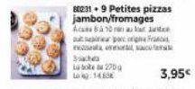 800319 Petites pizzas jambon/fromages  Aca 10-akatete user par org Francis na n Saches  La bote a 2700 Log:1463€  3,95€ 