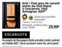 shfacte  Card daw sapun  45-2009 25,99€  1284  ESCARGOTS  Escargots de Bourgogne (Helix pomata Lisins au Chablis AOC", farce au beurre extra-din, ail et persil 