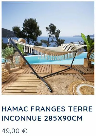 hamac franges terre  inconnue 285x90cm  49,00 € 