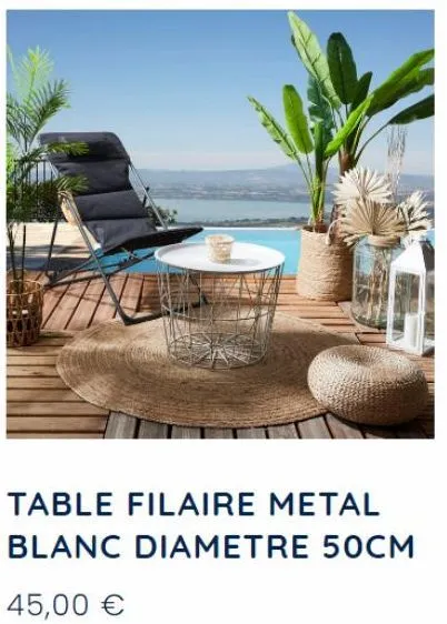 table filaire metal blanc diametre 50cm  45,00 € 