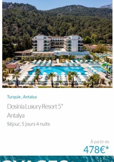 ביות בעולם  turquie, antalya  dosinia luxury resort 5*  antalya  séjour, 5 jours 4 nuits  à partir de  478€* 