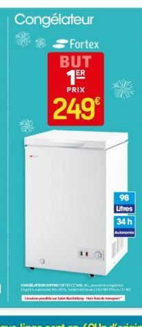 Congélateur  Fortex  BUT  ER  PRIX  249€  CONGELATECOFORTECCH  Sale Barthel  98  Litres  34 h  Autonomia 