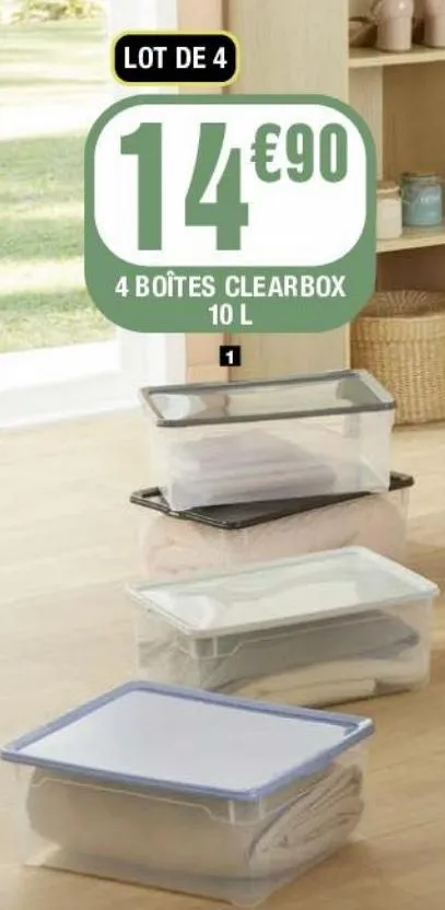 4 boîtes clearbox 10l