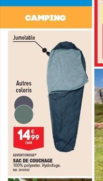 CAMPING  Jumelable  Autres coloris  1499  D  ADVENTURIDGE SAC DE COUCHAGE 100% polyester. Hydrofuge.  Rr. 5010582 