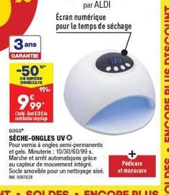 3 ans  GARANTIE  -50*  DE REMISE IMMEDIATE  999  L'  contrato recyclage  QUIGG  19H  SÈCHE-ONGLES UVO Pour vernis à ongles semi-permanents et gels. Minuterie: 10/30/60/99 s. Marche et arrêt automatiqu