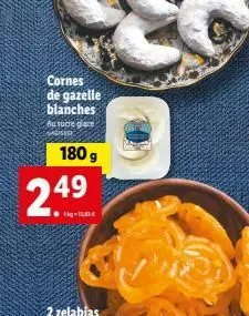 cornes de gazelle blanches au sucre glace gagiery  180 g  2.49  1kg-12,13€ 