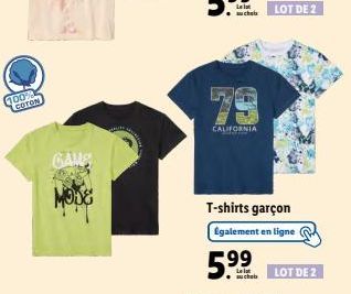 100% COTON  GAME MODE  CALIFORNIA  T-shirts garçon  également en ligne  5.99  suchoba  LOT DE 2 