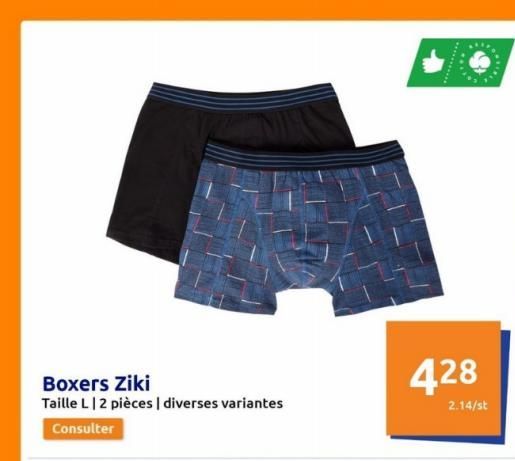Boxers Ziki  Taille L | 2 pièces | diverses variantes  Consulter  428  2.14/st  