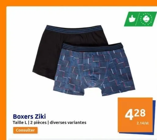 boxers ziki  taille l | 2 pièces | diverses variantes  consulter  428  2.14/st  