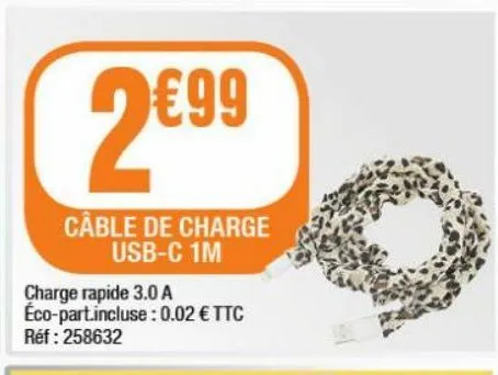 câble de charge usb-c1m