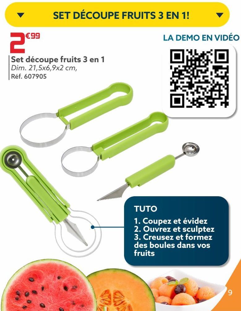 Set découpe fruits 3 en 1