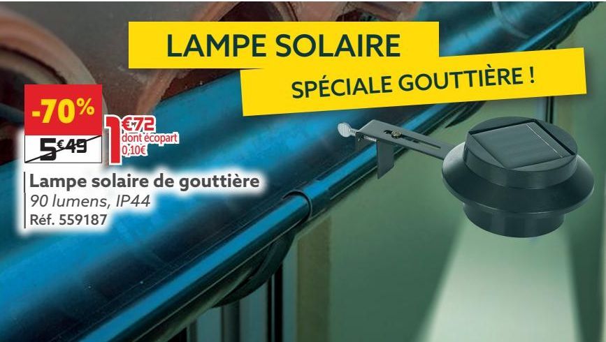 Lampe solaire de gouttière