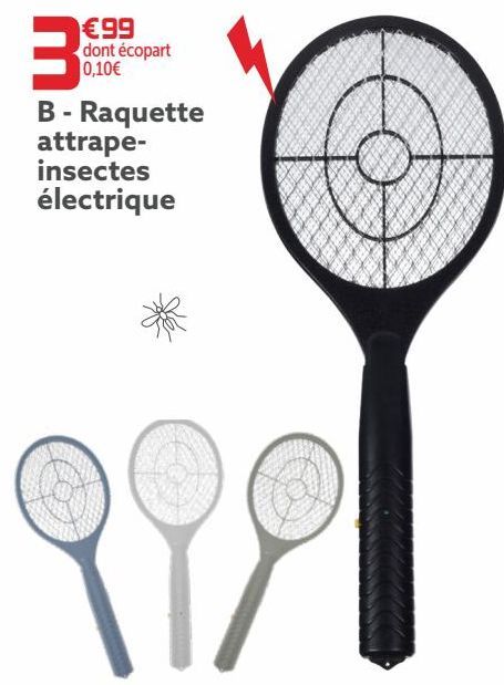 Raquette attrape-insectes électrique