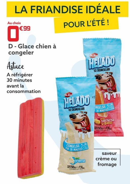 Glace chien à congeler