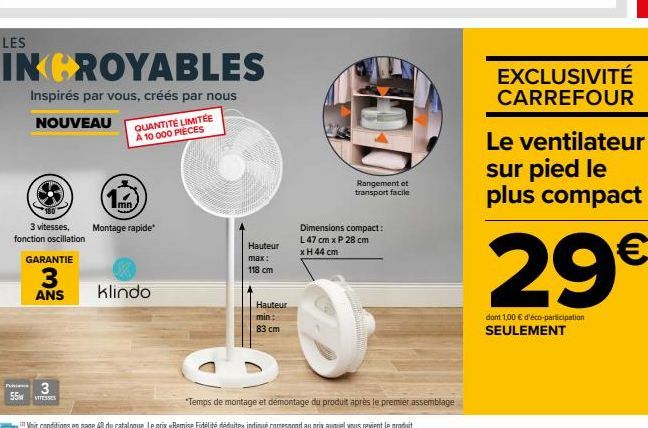 ventilateur sur pied Carrefour