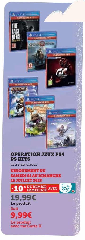 Operation jeux PS4 ps hits