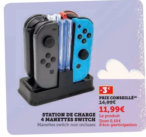 station de charge 4 manettes switch