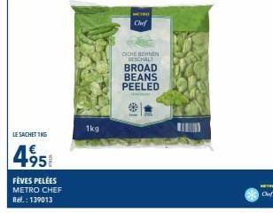 LE SACHET ING  495  FÈVES PELÉES METRO CHEF Ref.: 139013  1kg  METRO  Chef  CACHEBOHNEN DESCHALY  BROAD BEANS PEELED  A  Chef 