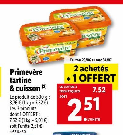 Primevere tartine & cuisson