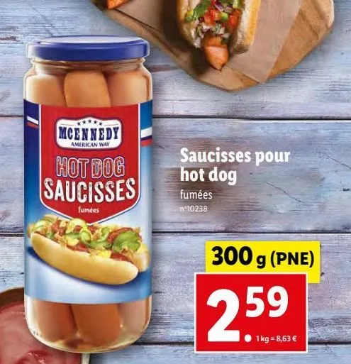 saucisses pour hot dog