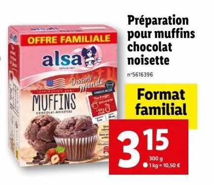 préparation pour muffins chocolat noisette