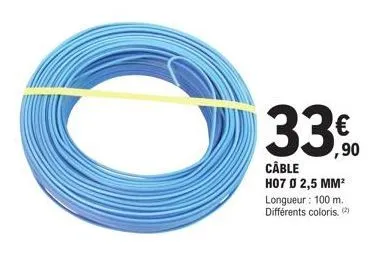 € ,90  câble  h07 0 2,5 mm²  longueur: 100 m. différents coloris. (2) 