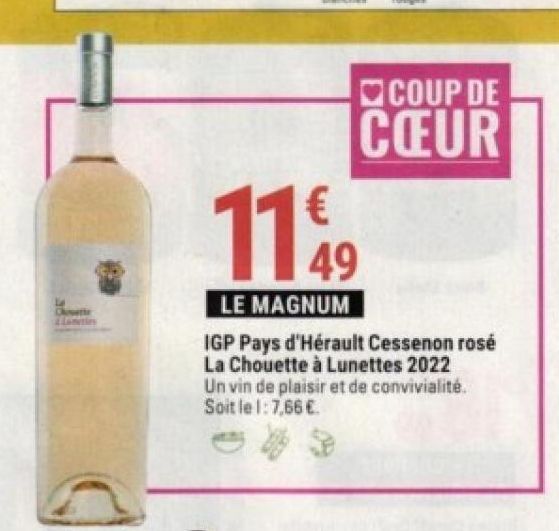 IGP Pays d´Hérault Cessenon rosé La Chouette à Lunettes 2022