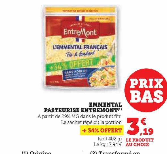 EMMENTAL PASTEURISE ENTREMONT