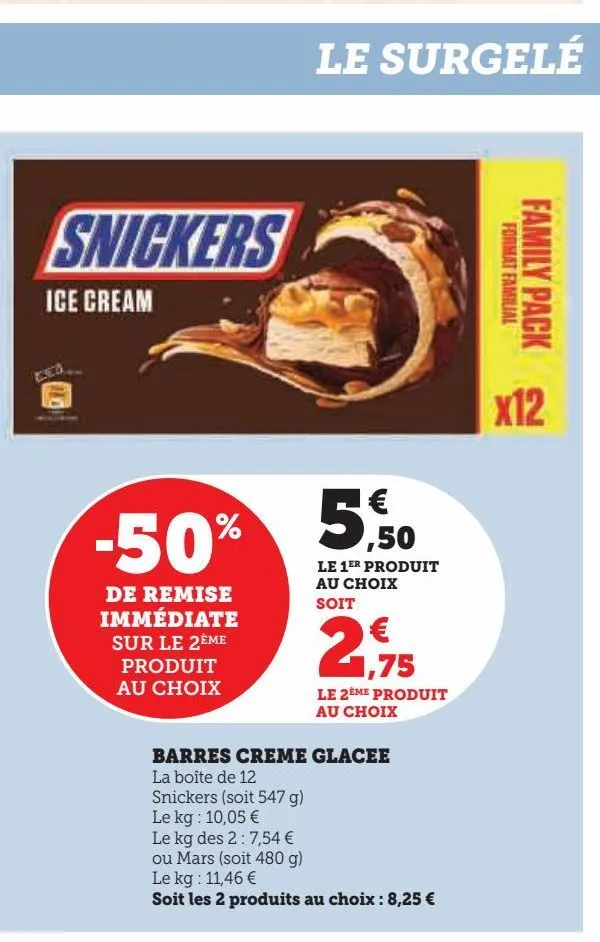 barres creme glacee