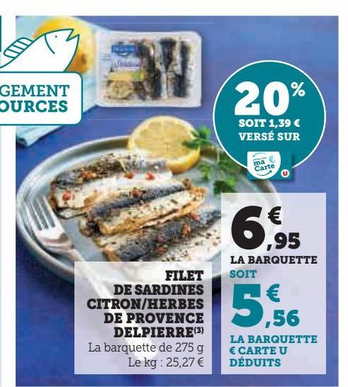 FILET  DE SARDINES  CITRON/HERBES  DE PROVENCE  DELPIERRE