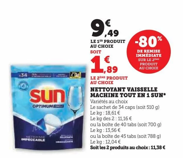 nettoyant vaisselle  machine tout en 1 sun