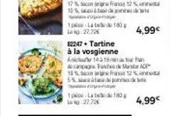 je  1plo la tebde 180 lag 27.72€  82247. tartine  à la vosgienne  anicu 1418 m  decapan fustes de matar adp  franc 12%  do pode  13%  5%  1p-la 180g l:27.72€  4,99€  4,99€ 