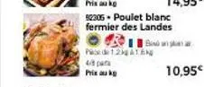pas de 1.2kg 41  4/8 pa prix  5305 poulet blanc  fermier des landes  bw  10,95€ 
