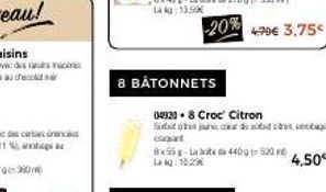 -20% 470€ 3.75  8 BÂTONNETS  04323-8 Croc Citron  Stade jag  856-44095204,50€ 