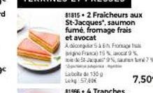 81815.2 Fraicheurs aux St-Jacques", saumon fumé, fromage frais  et avocat Adlocegah Fo  Laba de 135 Lek 57,40€  Franc 15% 9% 5-97% 