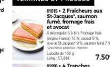 81815.2 fraicheurs aux st-jacques", saumon fumé, fromage frais  et avocat adlocegah fo  laba de 135 lek 57,40€  franc 15% 9% 5-97% 