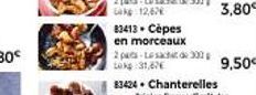 83413+ Cèpes en morceaux  2 pats Lesacht 302 top:31,47€  83424+ Chanterelles  3,80€  9,50€ 