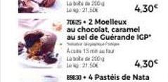 Labo 200 g LO: 21.50€  Ace 15m  La sold 200g  La 21.50€  70625.2 Moelleux  au chocolat, caramel au sel de Cuérande IGP  4,30€  4,30€ 