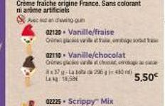 37-la  18,58€  02120. Vanille/fraise  On  otvarile tale, bage so  02110- Vanille/chocolat  Orines pacie va  296-480)  5,50€ 