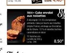 70614 Cake enrobé aux noisettes  Ad  03  30 kp  Cakap bua (orழு Foவிட்டு பாபிபினும் ooouer a  at du 12%  ca  to sa La  La 34€  250  8,50€ 