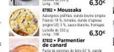 6,30€  87962. moussaka  abones prats dans toves prin franc 18%,  ue) 3% sa machi, forge  6,30€  lata 3500 lokg:18 