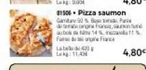 81506 pizza saumon gamta 90% basepar di tangine fa  aut 14%, faso de origine franc  label 420  lekg: 11,40  4,80€ 