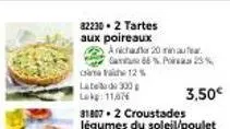 82230.2 tartes aux poireaux  a richau 20 mar g66%p 25 %  3,50€  cama valde 12 %  labela de 300  lokg: 11,07€ 
